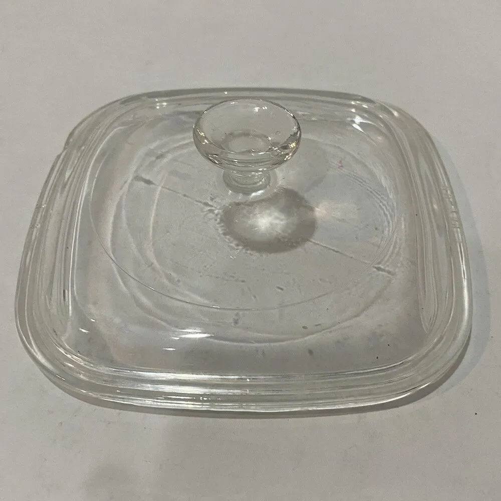 Petite Pan Pyrex Glass Lid P-41-GC for Corning Ware A-6 Square 5”